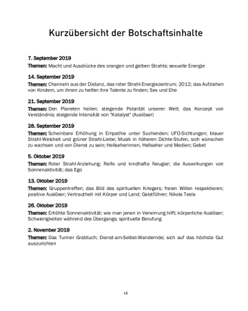 Botschaften 2019 (II) Kurzübersicht 1